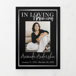 In Loving Memory Silver Frame Black  Tri-Fold Programme