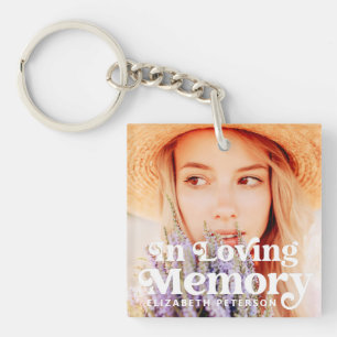 In Loving Memory Simple Custom Photo Memorial Keychain