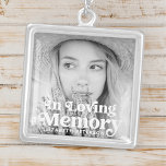 In Loving Memory Simple Custom Photo Memorial Silver Plated Necklace<br><div class="desc">This simple and classic design is composed of serif and sans serif typography and add a custom photo.</div>