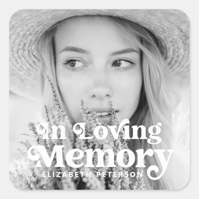 In Loving Memory Simple Custom Photo Memorial Square Sticker (Front)