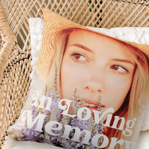 In Loving Memory Simple Custom Photo Memorial Throw Pillow