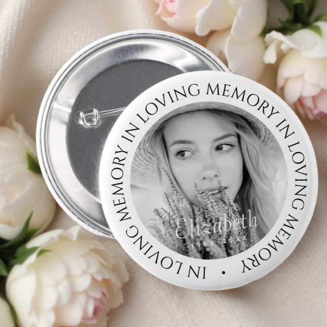In Loving Memory Simple Modern Custom Photo 2 Inch Round Button (Creator Uploaded)