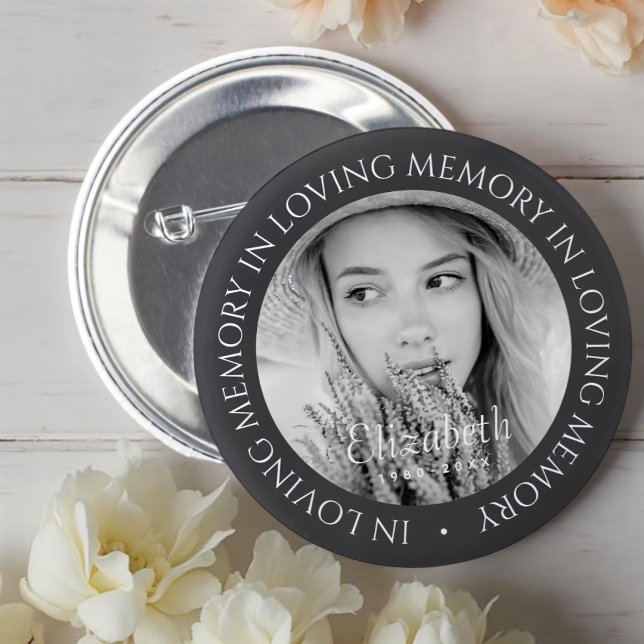 In Loving Memory Simple Modern Custom Photo 2 Inch Round Button (Creator Uploaded)