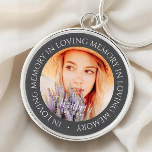In Loving Memory Simple Modern Custom Photo Keychain