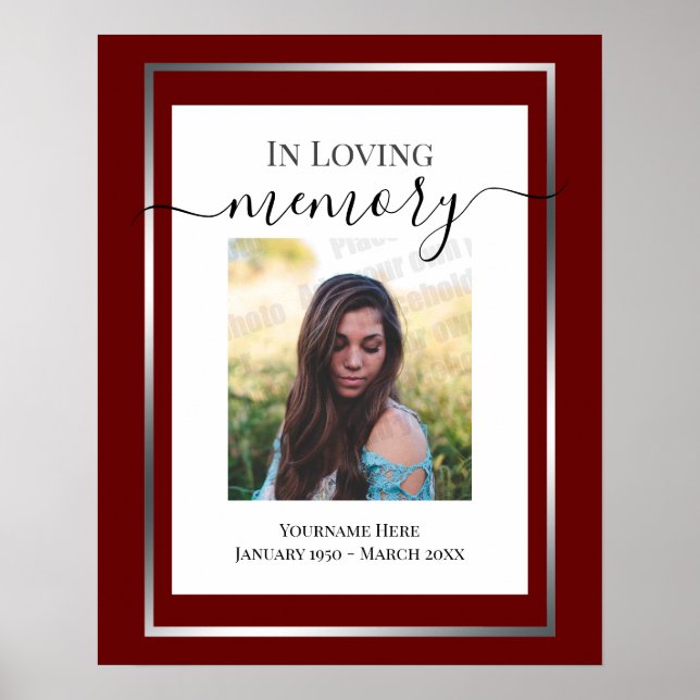 In Loving Memory Simple Photo Poster (Front)