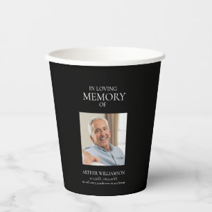 In loving memory simple stylish minimal photo paper cups