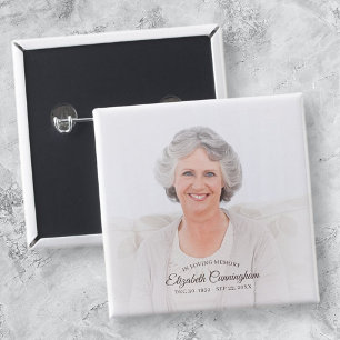 In Loving Memory   Simple Vignette Photo Keepsake 2 Inch Square Button