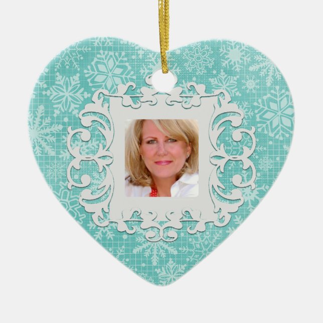 In Loving Memory Snowflake Personalized Photo Ceramic Ornament (Front)