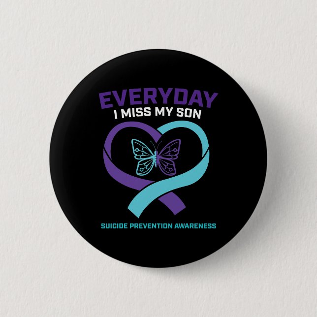 In Loving Memory Son Suicide Prevention Awareness  2 Inch Round Button (Front)