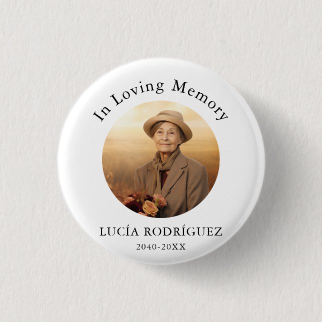 In Loving Memory Spanish Funeral Memorial Photo 1 Inch Round Button (Front)