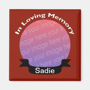 In Loving Memory Square Photo Magnet Red