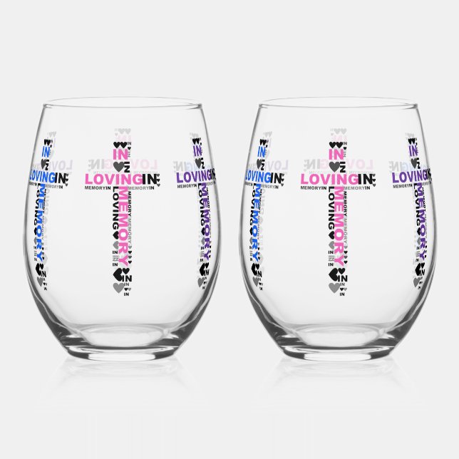 In Loving Memory  Stemless Wine Glass (Front)