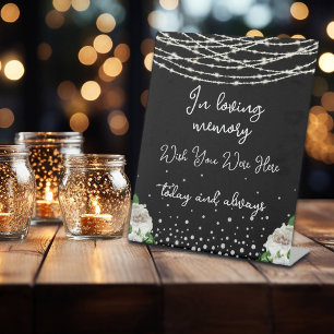 In Loving Memory String Lights Black Memorial Sign