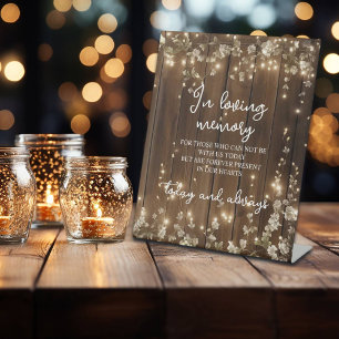 In Loving Memory String Lights Wood Memorial Sign