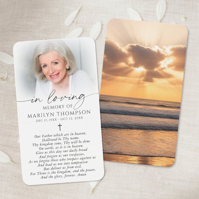 In Loving Memory Sunset Cross Funeral Prayer Card (Creator Uploaded)