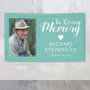 In Loving Memory   Teal Memorial Photo Banner