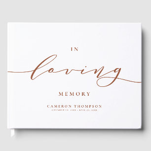 In Loving Memory Terracotta Dainty Script Funeral Guest Book