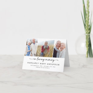In Loving Memory   Three Photos Funeral Sympathy  Thank You Card