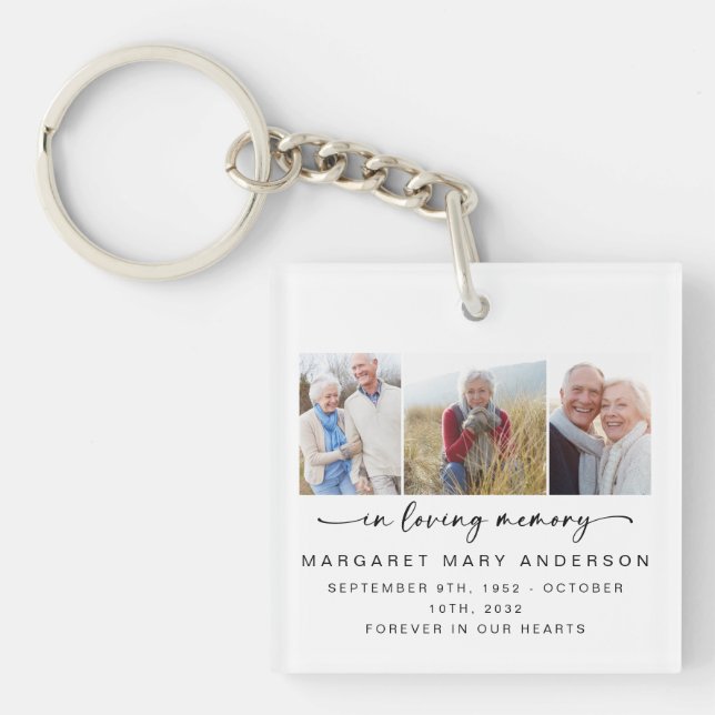 In Loving Memory | Three Photos Memorial Tribute Keychain (Front)