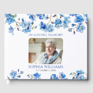 In Loving Memory Tiny Blue Wildflowers Guest Book