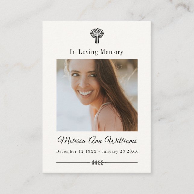 In Loving Memory Tree Funeral Memorial Card (Front)