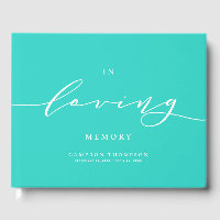 In Loving Memory Turquoise Dainty Script Funeral