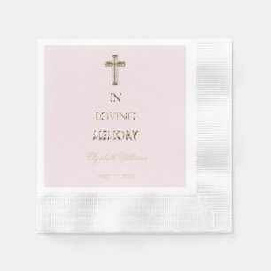 In Loving Memory Typography Golden Cross Napkin