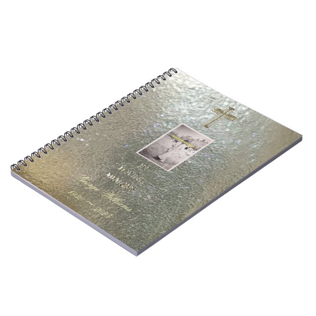 In Loving Memory Typography Golden Cross Photo Notebook (Left Side)