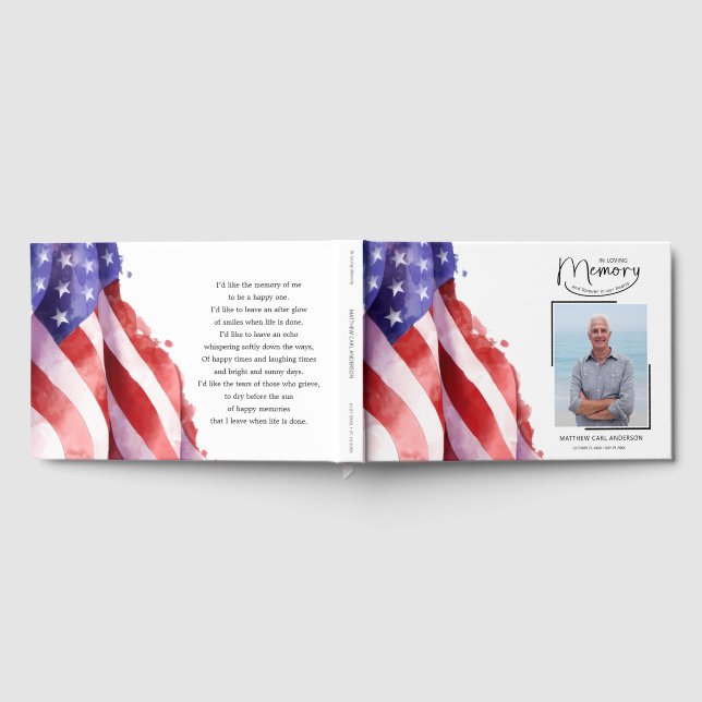 In Loving Memory US Flag Funeral Guest Book (Full)