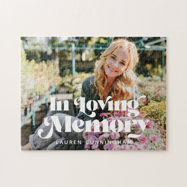 In Loving Memory Vintage Retro Memorial Photo Jigsaw Puzzle (Horizontal)