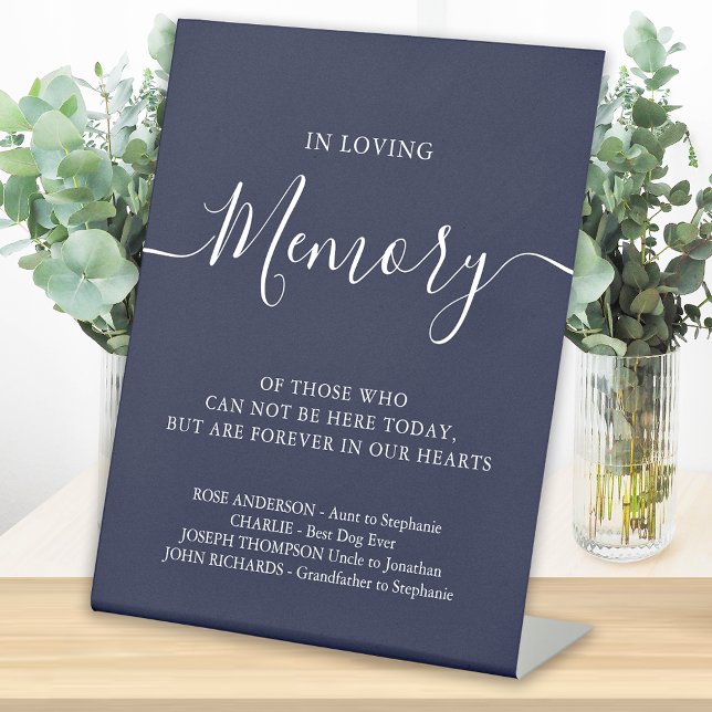 In Loving Memory Wedding Memorial Navy Blue  Pedestal Sign (Creator Uploaded)