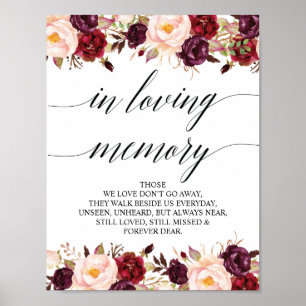 In loving memory Wedding Memorial Table Sign