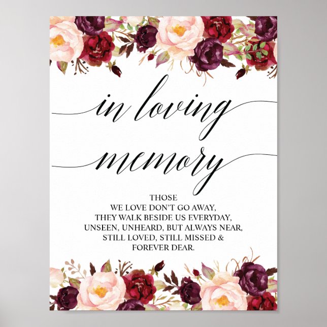 In loving memory Wedding Memorial Table Sign (Front)