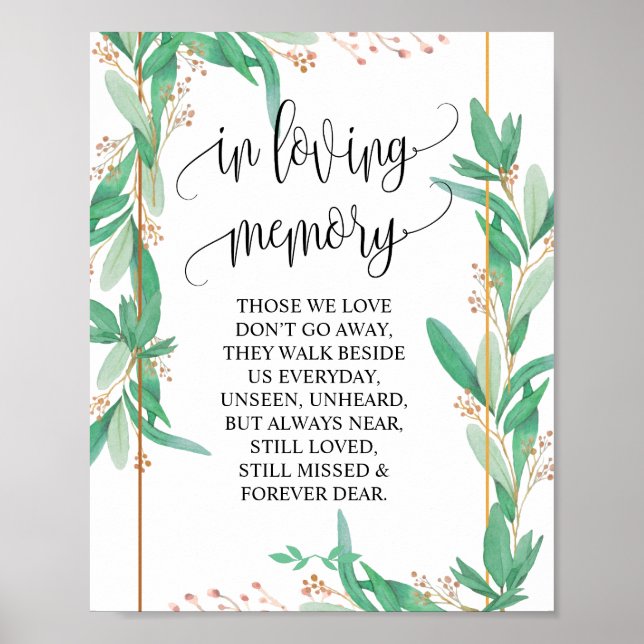 In loving memory Wedding Memorial Table Sign v2 (Front)