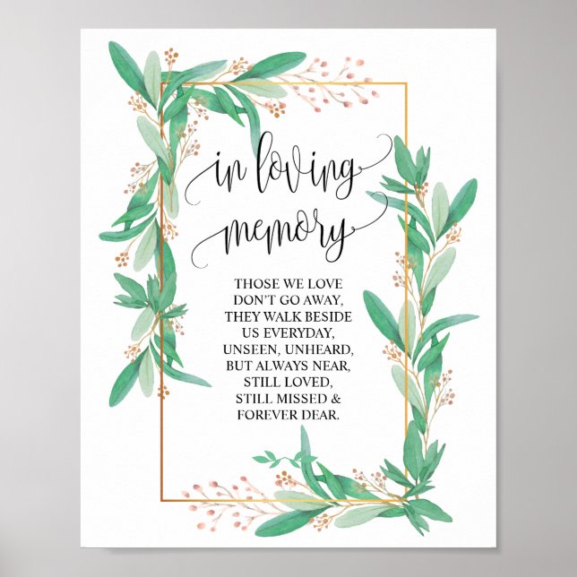 In loving memory Wedding Memorial Table Sign v5 (Front)