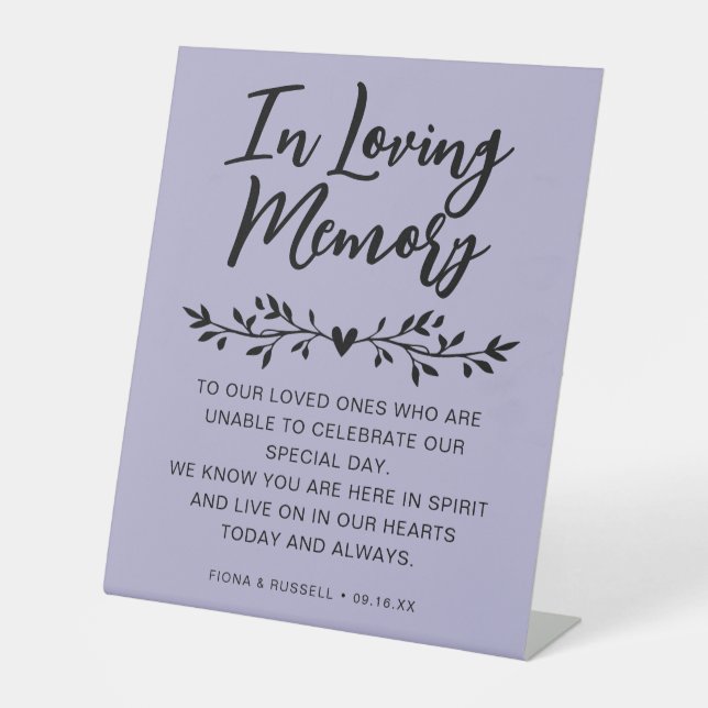 In Loving Memory Wedding Personalized Pedestal Sign (Front)