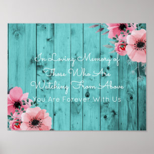 In Loving Memory Wedding Sign   Rustic Teal Wood