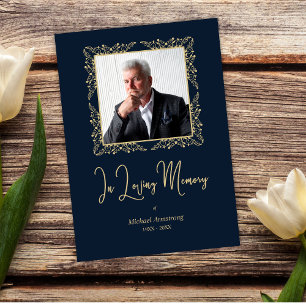 In Loving Memory Whimsical Script Photo Funeral  Card