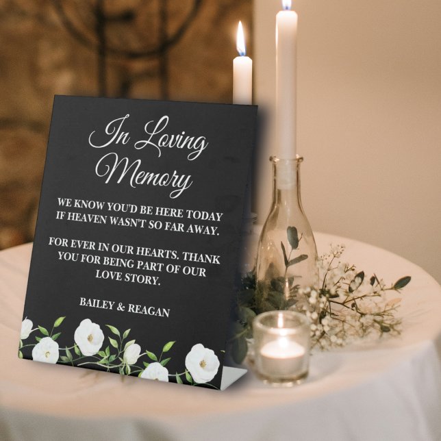 In Loving Memory White Floral Wedding Memorial Pedestal Sign (Creator Uploaded)
