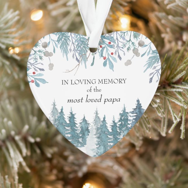 In Loving Memory Winter Forest Heart Shape Ornament (Tree)