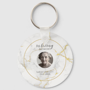 In Loving Memory with Photo marble gold Keychain