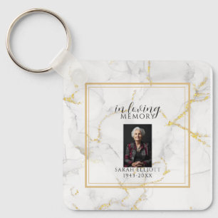 In Loving Memory with Photo marble gold Keychain