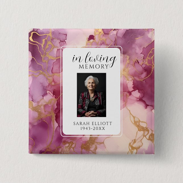 In Loving Memory with Photo | Personal 2 Inch Square Button (Front)