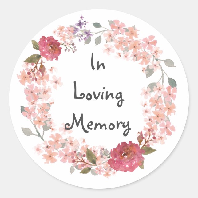 In Loving Memory Wreath Classic Round Sticker (Front)