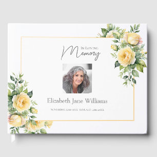 In Loving Memory Yellow Roses 1 Photo  Guest Book