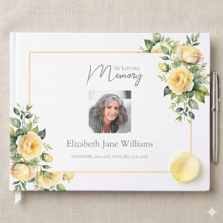 In Loving Memory Yellow Roses 1 Photo  Guest Book