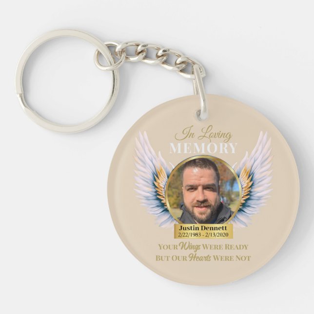 In Loving Memory Your Wings Were Ready Photo Angel Keychain (Front)