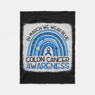 In March Blue Ribbon Colon Cancer Awareness Month  Fleece Blanket