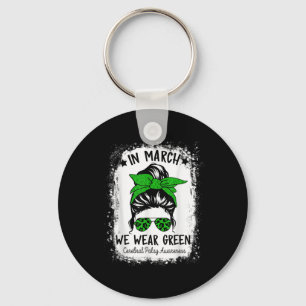In March We Wear Green Cerebral Palsy Cp Awareness Keychain