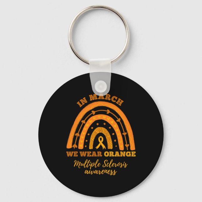 In March We Wear Orange Multiple Sclerosis Awarene Keychain (Front)